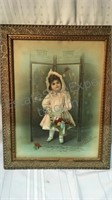 Antique frame with little girl print “Little