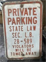 Metal private parking sign