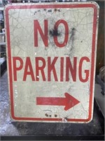 Metal no parking sign