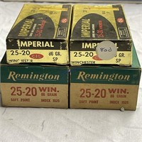 4 Boxes 25-20 Winchester Ammo Imperial &