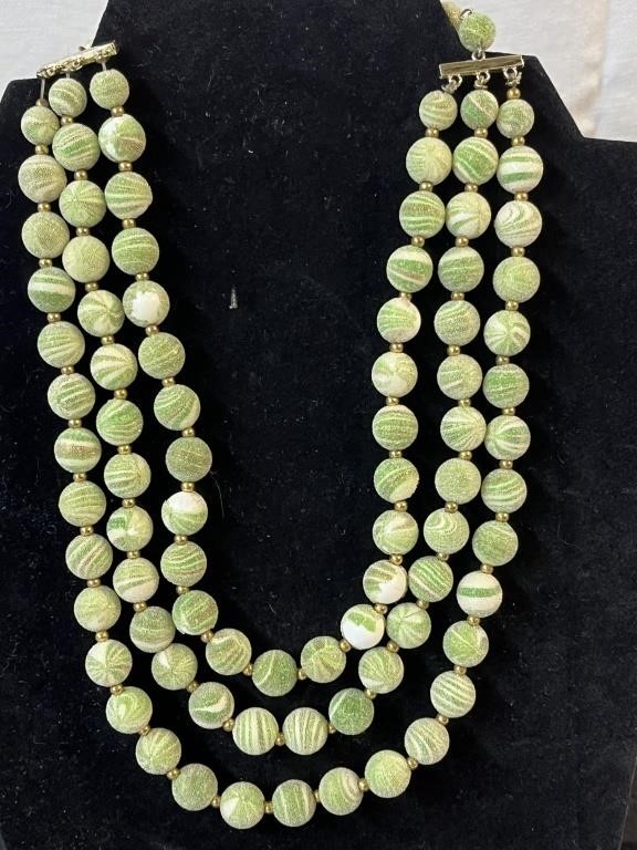 Vintage sugar glass bead candy frosted green