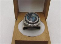 Mens Sterling & Turquoise Ring Size 10