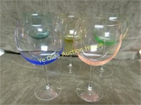 5 Balloon wine Stems Various Colors