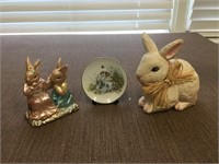 Collection of Wood & Ceramic Rabbit Decorations