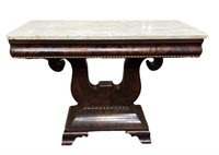 Empire mahogany side table with lyre base and