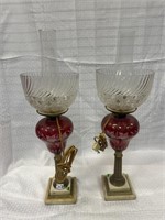 Pair of Victorian Table Lamps, Electrified,