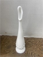 Mid century modern milk glass vase 10” tall