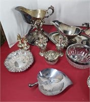 Silver Plate, Glass, Metal Serving, Goblets