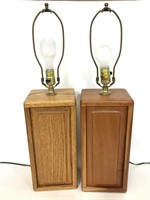 Two wood carved table lamps