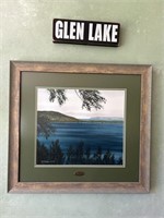 Glen Lake Michigan Print & Wooden Sign-25” W