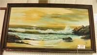 Lot #723 - Framed Oil on canvas original seascape