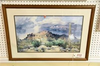 Lot #722 - Framed print of mountain landscape