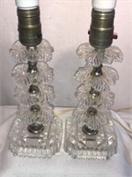 Vintage Waterfall Style Clear Glass Boudoir Lamps