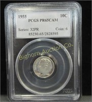 1955 Silver Dime Graded PR65Cam by PCGS