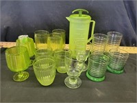 Pitcher w/glass and plastic glasses