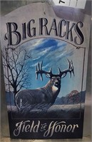 W 1 14”x23” deer sign décor big racks fields and h