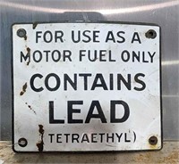 W 1 6”x7” metal sign porcelain Contains led gas pu
