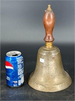 VERY LARGE BRASS HAND SCHOOL BELL