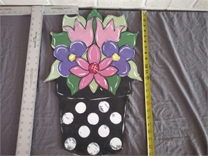 Large hand painted flower wall decor