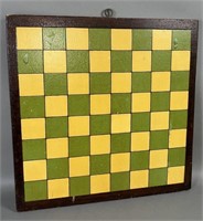 Green and yellow painted softwood checkerboard