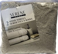 Serene Home 2 Hand Towels, Light Grey ^