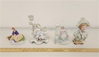 (4) Antique Porcelain & Ceramic Statues/Candle