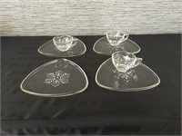 Four MCM Pressed Glass Snack Sets
