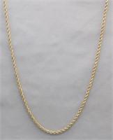 22" 14K SOLID ROPE NECKLACE. 13 GRAMS.