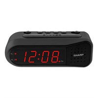 SHARP Digital Alarm Clock   Black Case with Red