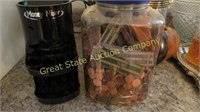 COIN COUNTER AND JAR OF PENNIES