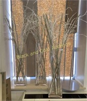 3 Tall Vases with Glittery Decor