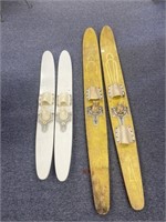 (2) Set of Vintage Wooden Water Skis, L - 67" & 48