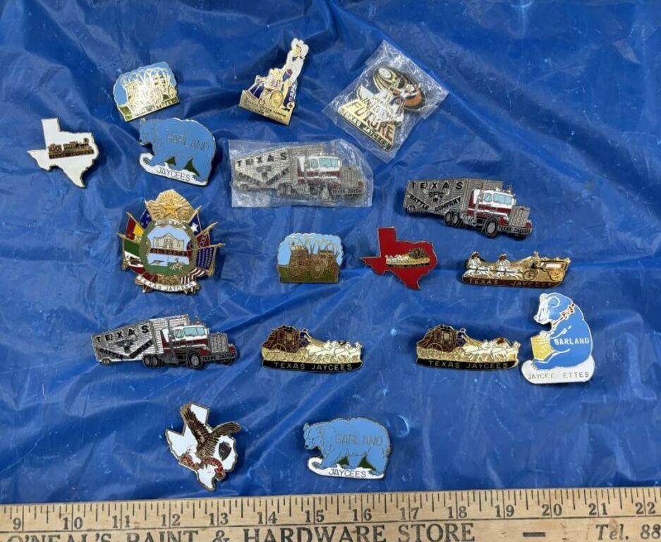 Assorted Vintage Texas Jaycees Pins