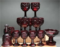 Vtg Avon 1876 Cape Cod Red Glassware + (15)