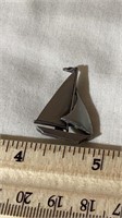 Pewter Sailboat Pin 1 Inch Tall