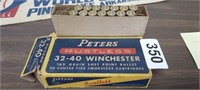 (14) 32-40 WINCHESTER AMMO, VINTAGE PETERS BOX