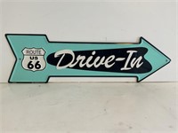 Metal Route 66 Drive In Sign 19x6in