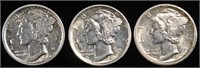 1917-P, D, S MERCURY DIMES AU-BU