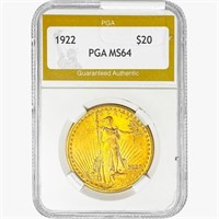 1922 $20 Gold Double Eagle PGA MS64