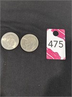 (2) 1972-D Eisenhower Silver Dollars