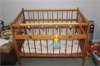 Vintage Wooden Play Pen w/ Pad