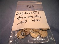 (27) 1883-1912 Liberty Head Nickels