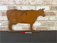WOODEN DAIRY COW CUT OUT WITH YARN