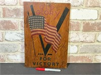 RUSTIC WOOD SIGN "OLD GLORY - V FOR