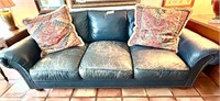 Classic Leather Sofa - Loved well ~ Brass Accents