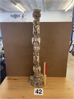 ORNATE CARVED RESIN CANDLE HOLDER - 35" TALL -