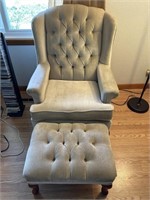 Suede Chair With Footstool 40” x 29” x 26”