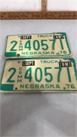 Pair of 1976 Nebraska license plates