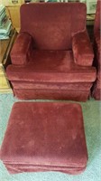 UPHOLSTERED ARM CHAIR WITH FOOTSTOOL