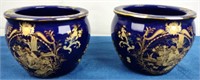 Oriental Gold on Indigo Blue Pots (2)